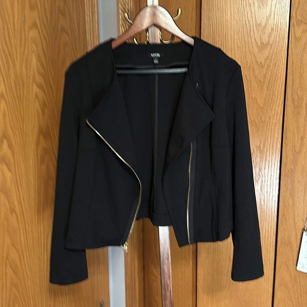 Apt. 9 Side Zip Jacket Black L Motorcycle style - Picture 2 of 4